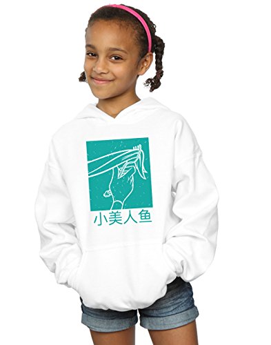 Disney Princess Girls Ariel The Little Mermaid Hair Stroke Hoodie White 5-6 Years
