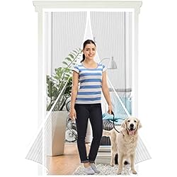 Mosquitera 140X140 Mosquitera Puerta Magnetica 140 x 210 cm Cortina Magnetica Cortina Mosquitera para Puertas Cortina Antimosquitos Magnetica para puerta de balcón sala de estar puerta de patio, Blanco