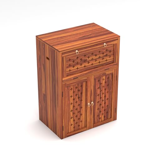 Image of Solid Wooden Inverter Battery Cabinet | Single Battery Box | Wooden Inverter Battery Cabinet | Battery Box | Sheesham Wood, Standard (Natural)