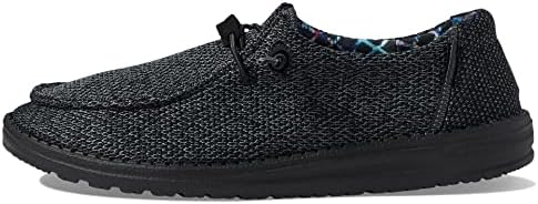 HEYDUDE Women's Wendy Sox Micro Total Black Size 7 | Women’s Shoes | Women’s Lace Up Loafers | Comfortable & Light-Weight