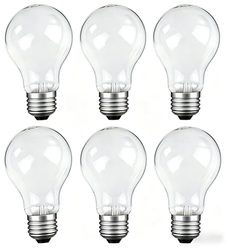 FMLAD 75 Watt Incandescent Light Bulbs A19 75W Antique Vintage Incandescent Bulb Shatter Resistant Rough Service Light Bulb (6 Pack)