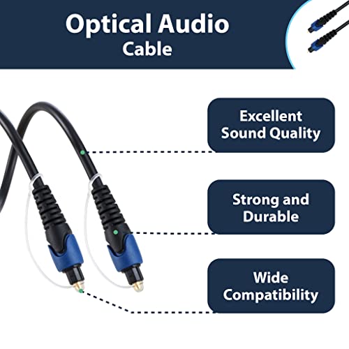 Pipestation Optical Cable for Soundbar to TV 1m - Toslink Cable Digital Optical Audio Cable for Excellent Sound Quality - Universal Fibre Optic Digital Audio Optic Lead - Soundbar Lead Wire For Sonos