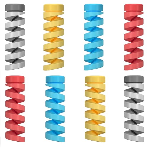 Image of ERZA 8 Pieces Charger Cable Saver, Silicone Highly Flexible Spiral Cable Wire Protector, Mouse Cable Protector, Suit for All Cellphone Data Lines, Computers End Cord Savers, Multicolor