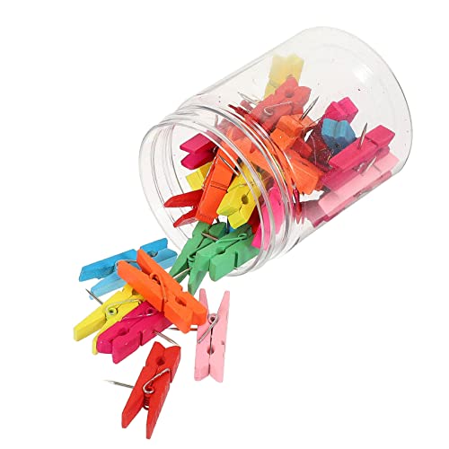 EXCEART 150 PCS Push Pino de Madeira Foto Empurrar Pino de Madeira Clipe de Artesanato Push Pin Foto