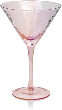 Zodax Aperitivo Triangular Stemware or Glassware Set of 4 - Luster in Clear and Pink Pink Martini S/4