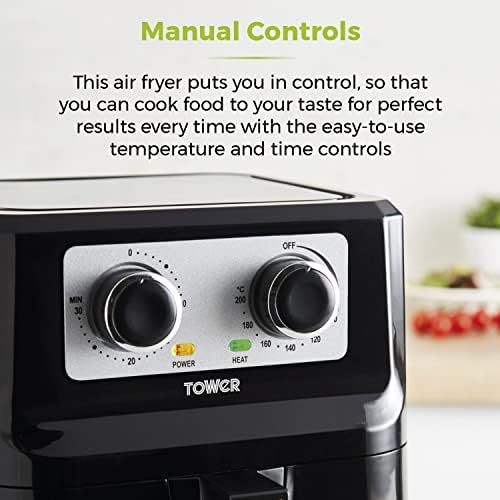 Tower T17090 Vortx Manual Air Fryer, 5L, Black