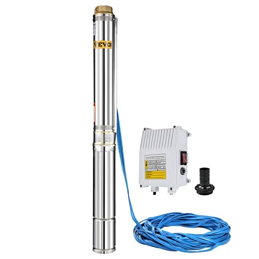 VEVOR välpump 1,5 HP, dränkbar välpump 109 m, djupt välpumphuvud 96 L/M, rostfritt stål djupbrunspump för industriell och hemmabruk
