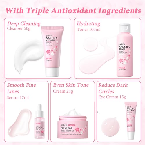 GROVL Skincare Set Skin Care for Teenage Girls Gift Set Facial Care Sets&Kits with Cleanser Toner Serum Eye Essence Serum Skin Essentials Travel Kit for Pores Blackheads Exfoliate (5PCS) - Image 4