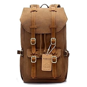 EverVanz Rugzak voor dames en heren, canvas rugzak, 15 inch laptoprugzak, schoolrugzak