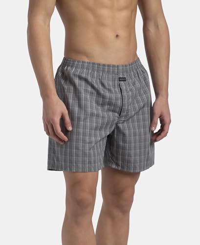 Image of Jockey 1222 Men Super Combed Mercerized Cotton Woven Checkered Boxer Shorts with Back Pocket (Pack of 2, Colors & Prints May Vary)