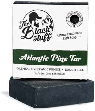 Pine Tar Soap For Men - Mens Natural Soap - Longer Lasting Handmade All Natural Mens Soap - Bar Soap With Pine, Basil And Orange - Mens Natural Bar Soap With Activated Charcoal Volcanic Pumice