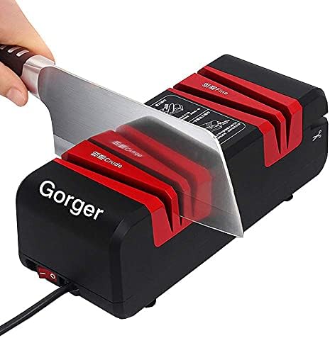 Electric Knife Sharpener 2800r/min Kitchen Knives Scissors Sharpening Tool Grind Professional Sharpener Chef's Choice Safe Diamond Wheel 50w All-Copper Motor(Red)