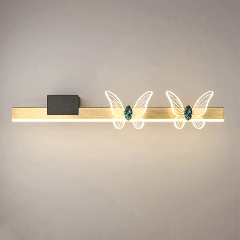 Taśma ścienna z akrylową dekoracją motyla, minimalistyczne oświetlenie przedniego lustra, aluminiowa lampa ścienna, nastrojowe oświetlenie LED, 3 kolory do sypialni, salonu