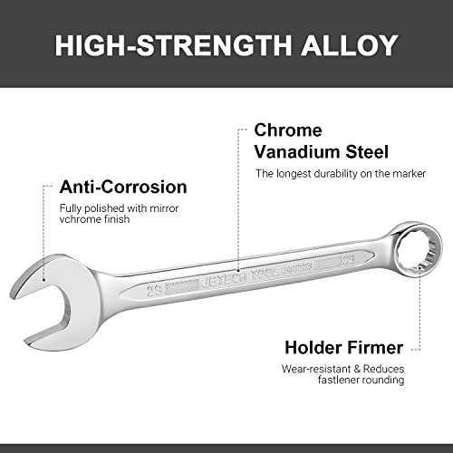 Image of Jetech 29mm Combination Wrench, Metric 12-Point Chrome Vanadium Steel Spanner, Industrial Grade with 15-Degree Offset, Sand Blasted Finish, Heat-Treated Forged Tool