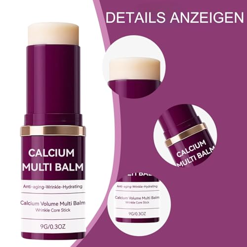Calcium Volume Multi Balm,Cemenrete Calcium Multi Balm,Korean Skincare Under Eye Brightener,Kollagen Stick,Mild & Nicht Fettig,Straffere Haut,Reduziert Fältchen für Augen,Hals,Gesicht,2 Pcs