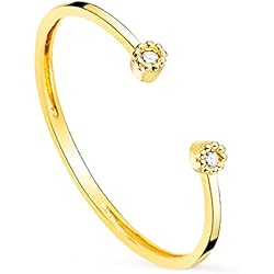 Anillo abierto - Oro Amarillo 18K - Diamantes 0.016 Qts. - Anillo de eternidad, amor, San Valentín