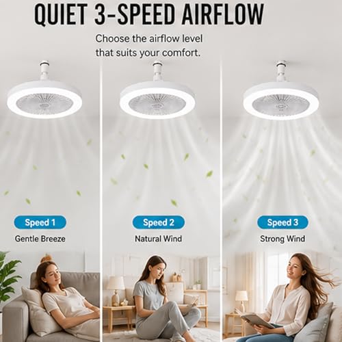 Ventilador de techo con luz, control remoto y tres modos de iluminación 5