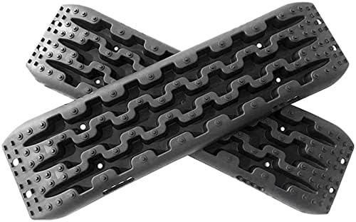 One Pair Traction Mats - Black, Fit for Unstucking Cars from Snow, Ice, Mud, Sand - Set of 2, Non-Slip, Off-Road, Vehicle Extraction