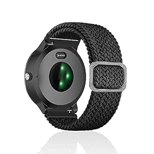 Rosok 20mm Woven Nylon Armband Kompatibel mit Garmin Venu 2 Plus / Garmin Approach S42 / vivoactive 3 music, für Damen Herren Einstellbare und Elastizität Atmungsaktive Sportbänder – Schwarz