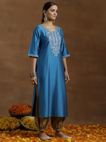 Image of Gerua By Libas Embroidered Silk Straight Kurta | Ethnic wear | Bridal Suit | Wedding Dress | Occasion wear