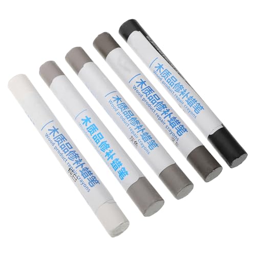 KOMBIUDA 5pcs Wood Furniture Repair Wax Crayon Kit Essential Touch Up for Scratches Holes Cracks Floors Tables Cabinets Pure