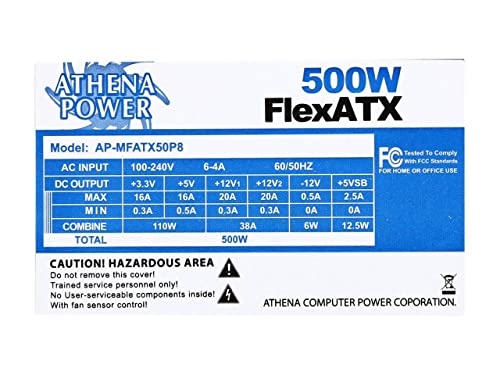 Athena Power fuente de alimentación Flex ATX 500W miniatura 4