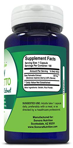 Sonora Nutrition Saw Palmetto Standardized Extract With 45% Sterols 320 Mg, 100 Capsules #TOP1