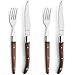 Produktbild Amefa Royal Steak Steakmesser Set 4-teilig Holzgriff | Messer mit mikrogezahnter Klinge | Messer für Steak, Fleisch und Pizza | Steakbesteckset Im Etui