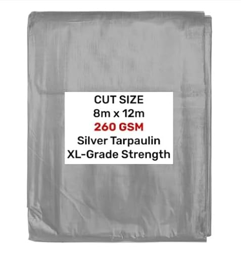 AP Supplies 260gsm Silver Tarpaulin 8m x 12m – Waterproof, UV & Tear Resistant Sheet Cover for Construction, Gardening, Camping & Equipment Protection