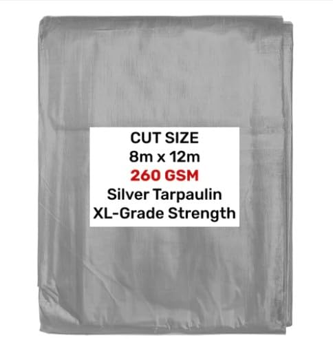 AP Supplies 260gsm Silver Tarpaulin 8m x 12m – Waterproof, UV & Tear Resistant Sheet Cover for Construction, Gardening, Camping & Equipment Protection — image 1