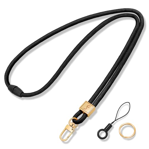 Fishent Lanyard, Cute Neck Lanyards for Keys ID Badges Holder Teacher Lanyard, Keychain Key Lanyard with Safety Breakaway Buckle for Women Men Car Key Phone Wallet Whistle (Black)