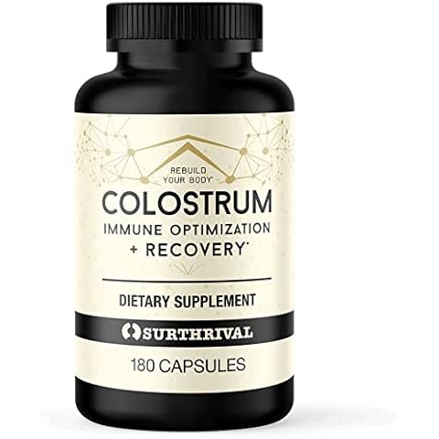 Surthrival: Colostrum Powder Capsules (180 Count), Immune Optimization & Recovery, Dietary Supplement, Gut Health, Immune Support, Keto Friendly Cover