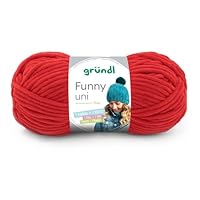 Gründl Funny uni brei- en haakgaren (fluweelachtig chenillegaren van 100% polyester, 10 x 100 g/120 m, naalddikte: 5-6), kers