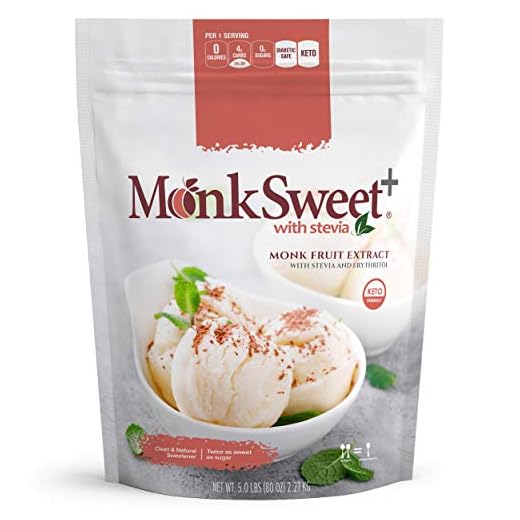 MonkSweet Plus - 5 lb bag - Monk Fruit, Stevia & Erythritol Blend NonGMO Low Carb Sweetener