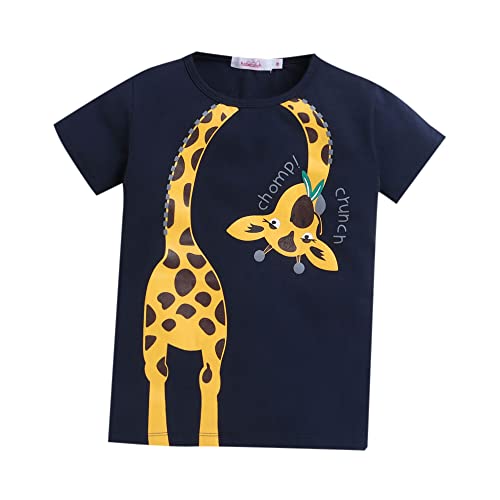 Hopscotch Boys Cotton Text Print T-Shirt in Royal Blue Color