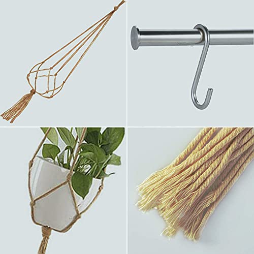 HENGBIRD Makramé Bloempothouder, 6-delige set, hangende plantenmand voor binnen en buiten, plafonds, balkons… - Image 4