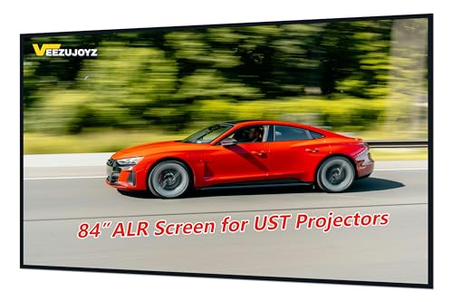 VeezuJoyz 84 inch VJ-BW3 ALR Projector Screen for UST Projector, Fixed Frame Wall Mount Projection Screen, 16:9 4K/8K UHD 3D, Micro-Structure ALR, Ideal for Home Theater, Office & Conference Room