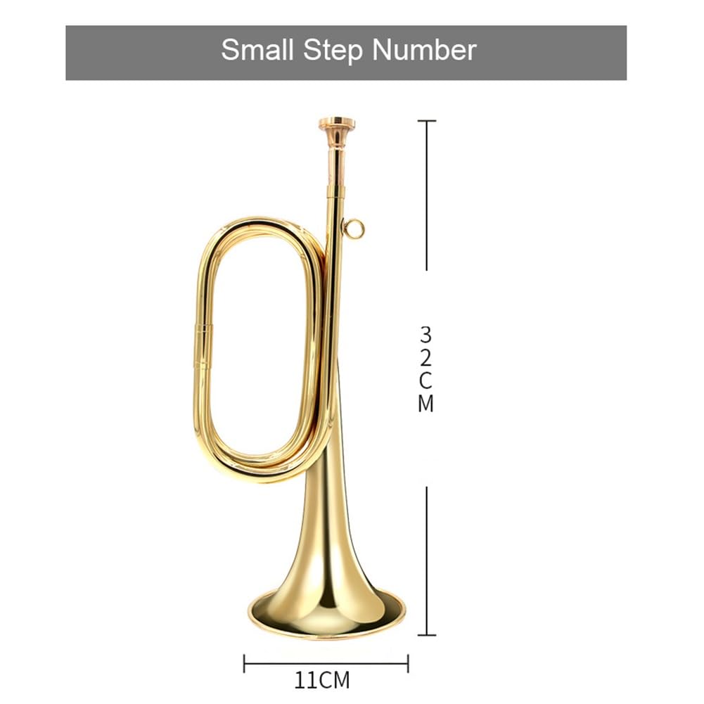 Trompete Messing Signalhorn Musikinstrument C-Taste Schulband Kavallerie Militärorchester Messing Musikinstrument für Anfänger Geschenk (Gold)