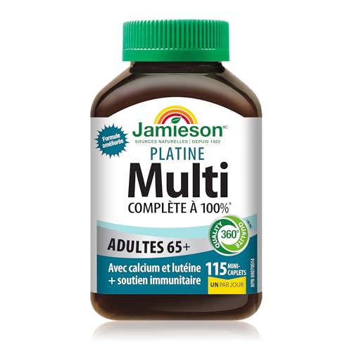Jamieson 100% Complete Multivitamin Platinum for Adults 65+, with Lycopene, Lutein, and Additional Immune Support. Supports Energy, Eye Health, Bone Health, and Overall Health, Gluten-Free, One Per Day, 115 Mini Caplets - Image 3