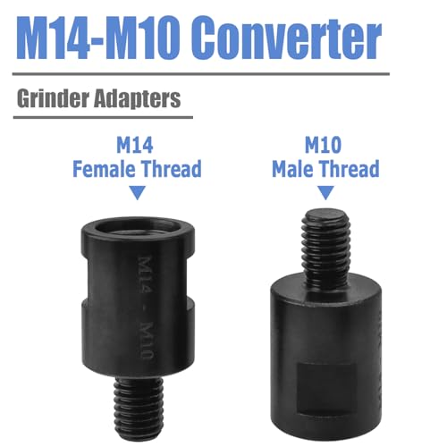 Mesee 2 Pieces Angle Grinder Attachment Adapters M14 Female to M10 Male Thread Adapter Conversion Tool Grinding Machine Converter Extension Rod for Diamond Core Bits Polishing Pad Wheel - Image 2