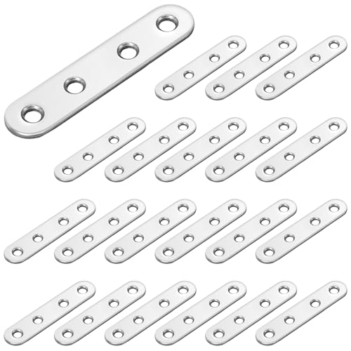 YHTCC 20 PCS Metal Plate 180 Straight Joining Plates Plate Flat Brackets Thickened Stainless Steel Plate Flat Brackets for Wood Fixing Piece for Furniture Table and Chair Attachment