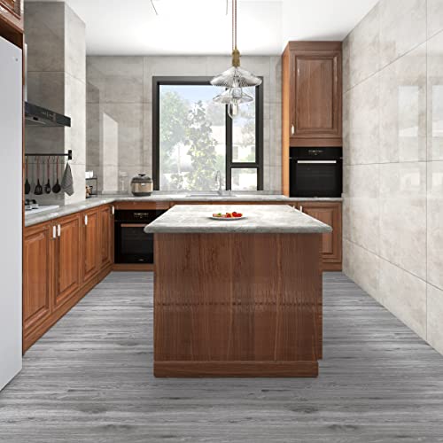 Mysflosy Peel And Stick Floor Tiles,Pvc Self-Adhesive Luxury Vinyl Flooring Plank,6X36Inch 36Pack 54 Sq.ft, Waterproof Diy Deep Wood Grain Planks Easy To Install For Kitchen, Living Room, Light Grey #TOP2