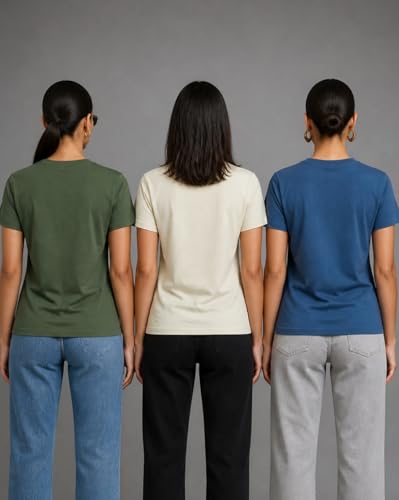 Image of Nobero Women's Graphic Printed Regular Fit Cotton T-Shirt | Casual Tees for Women (Pack of 3)