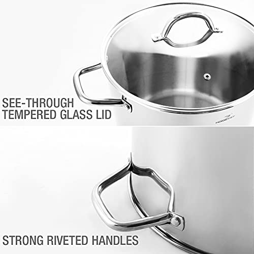 HOMICHEF Large Nickel Free Stainless Steel Stock Pot with Lid (28 cm, 15 Litre) - Mirror Polished Stock Pot 15L with Lid - Heavy Soup Pot Large Cooking Pot with Lid - Healthy Cookware Induction Pot Second Image