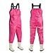 Ghosthorn Chest Waders for Kids Youth Fishing Waders Waterproof Hunting Waders with Boots Nylon Waders for Toddler Children (Pink, 10/11)