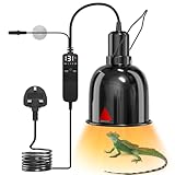 GlowUp Heat Lamp Fixture with Reptile Thermostat Timer Temperature Controller, 300W E27 Reptile Heat Lamp Holder, Dimmable 5.5'' with Sensor Probe for Terrarium Lizard Tortoise Snake(NO Bulb)