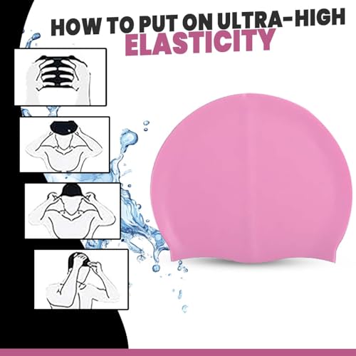 Image of GLAN Silicone Swimming Cap for Kids and Adults Waterproof Swimming Pool Cap for Women and Men (Light Pink)