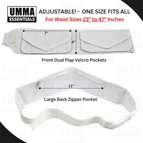 Premium Ahram Ihram Belt for Hajj & Umrah – Hidden Safety Zipper Pockets, Adjustable Waist (23”– 47”), Large Pockets for Cell phone and Sturdy Buckle with Lock Release2