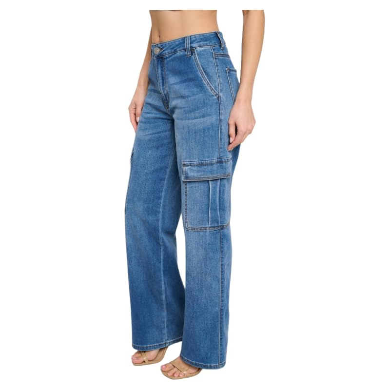 LOVER BRAND FASHION Women High Waisted Cargo Pants Wide Leg Casual Pants 6 Pockets Trendy Stretchy Lightweight Jeans4