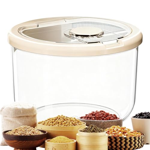 Fenayuu Almacenamiento De Comida Para Mascotas | Dispensador De Arroz Transparente - Con Tapa Contenedor Para Comida De Perros - Para Gato, Razas Grande, Mediana, Pequeña, Cocina, Despensa, Hogar,